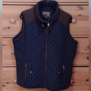 Gallery Women's Quilted Navy and Brown Vest